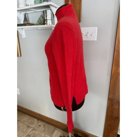 Madewell Red Merino Wool Alpaca Blend Mock Neck Turtleneck Sweater Medium - Picture 3 of 9